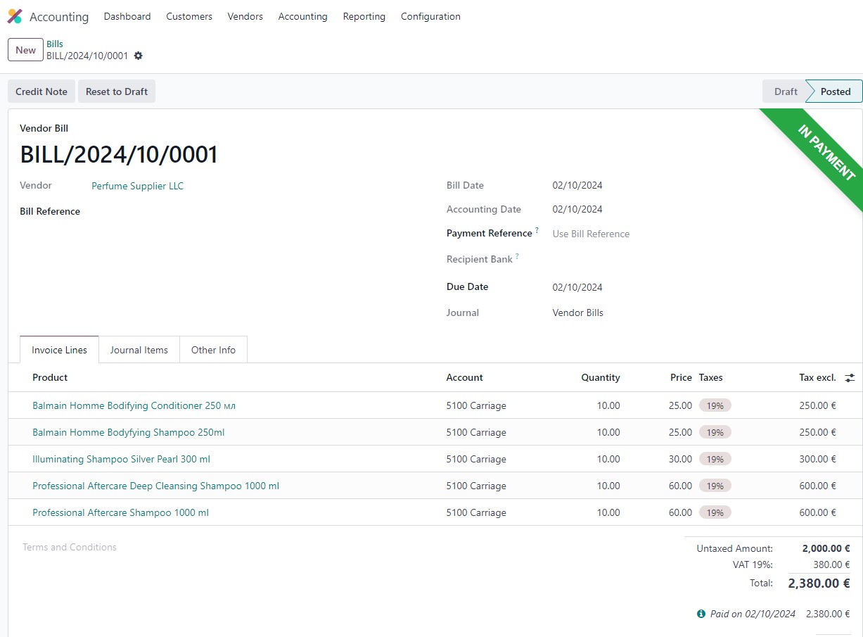 Supplier invoice