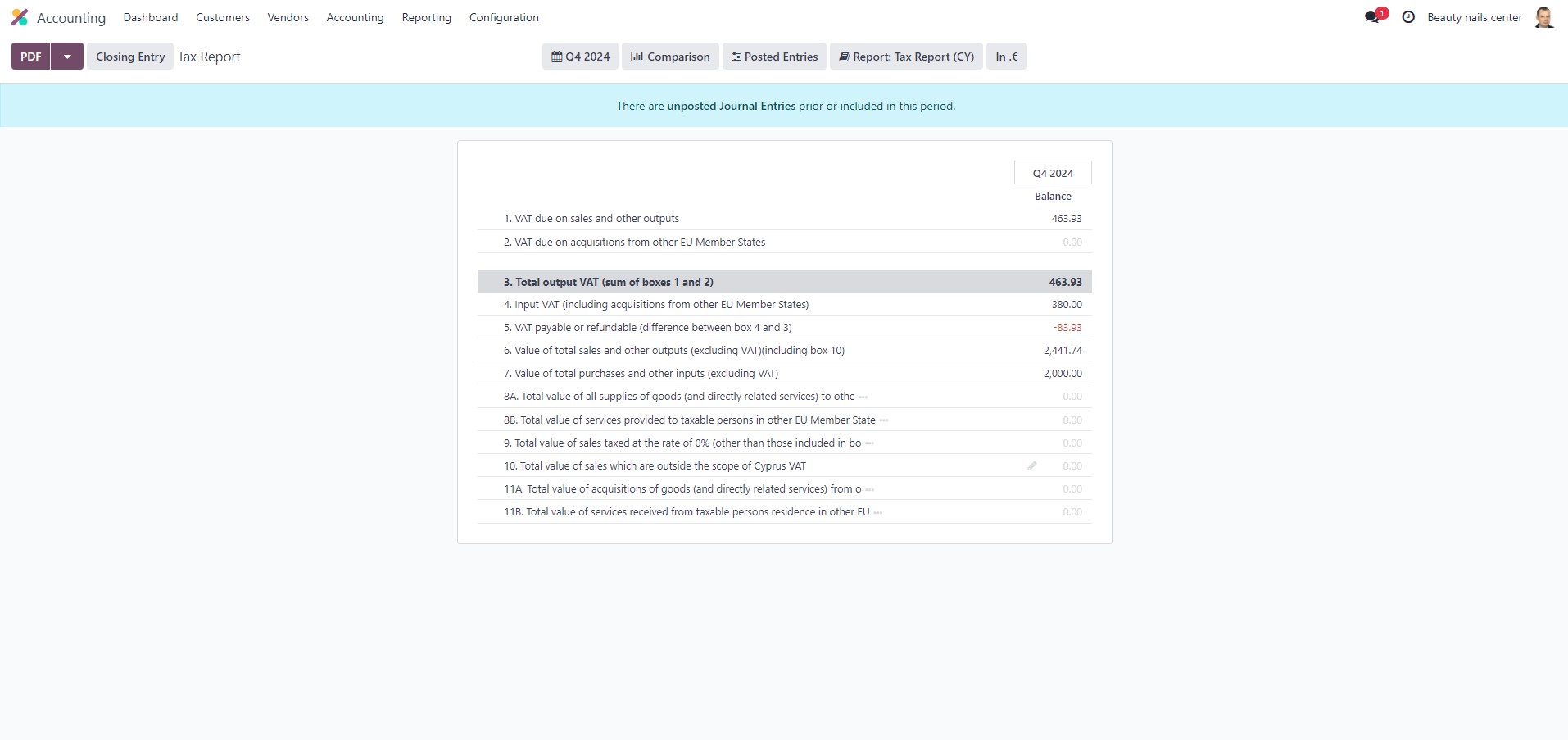 Tax report