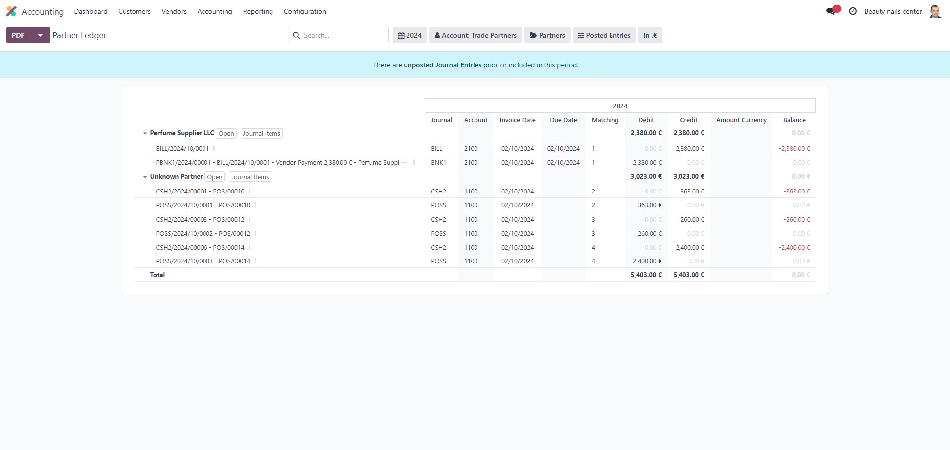 Partner ledger