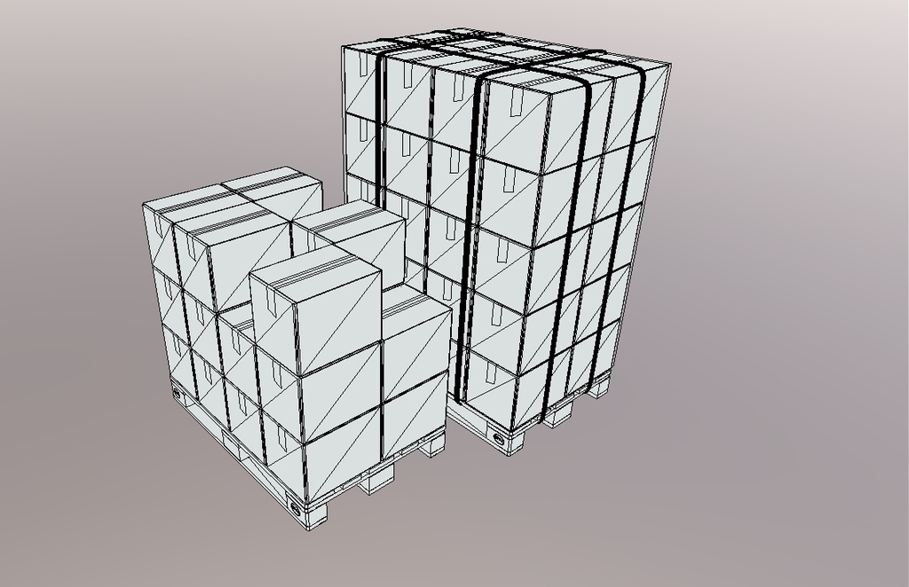 Pallets with boxes