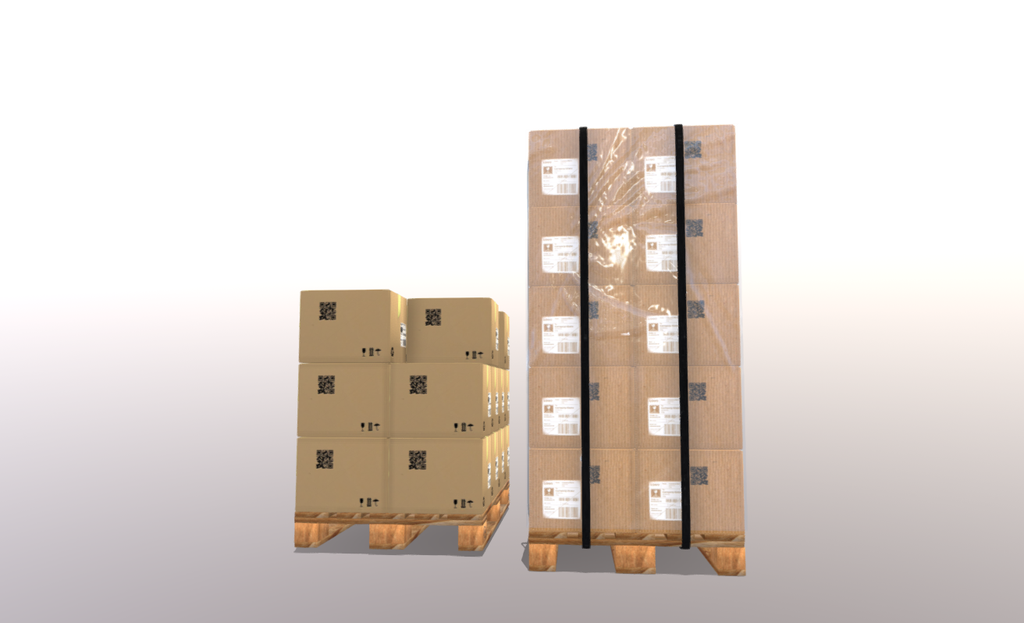 Pallets with boxes