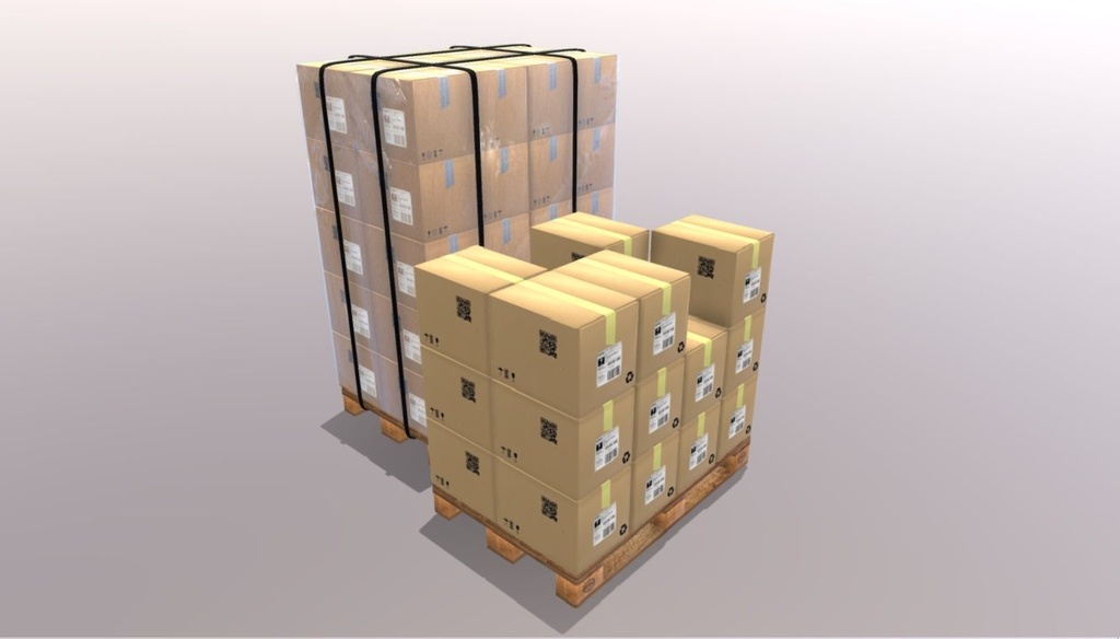 Pallets with boxes
