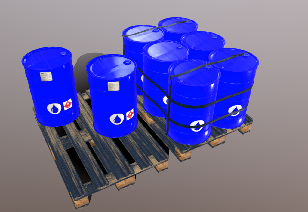 Pallets with imperial barrels