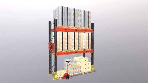 Warehouse Storage System with Hand Truck