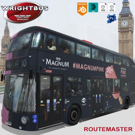 Wrightbus Routemaster Magnum ice livery Low-poly 3D model